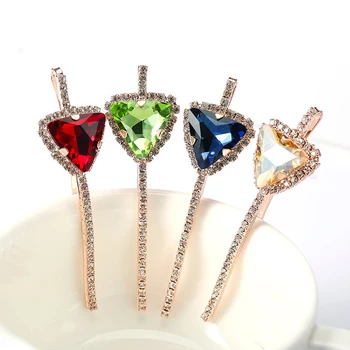 Korejski moda luksuzni crystal kamen kopču za kosu slajd trokut gorski kristal bobby pin za žene ukras za kosu žurka za djevojčice