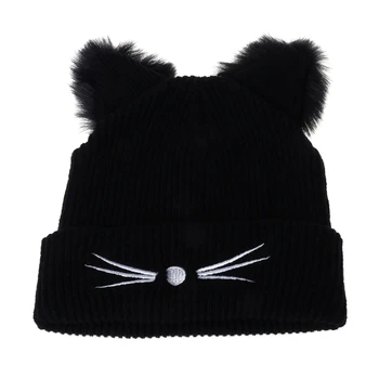 Zimske kape kape kukičanje zimska dlaka вязаная kapa za mačka uši kvadratni poklopac
