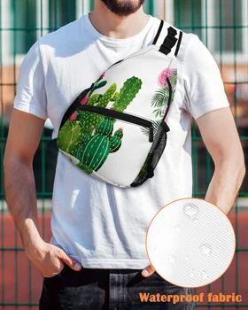 Нагрудная torba s lišćem od tropskog cvijeta kaktus za muškarce, svakodnevni sportska torba preko ramena, ženska cestovna vodootporna torba-instant messenger